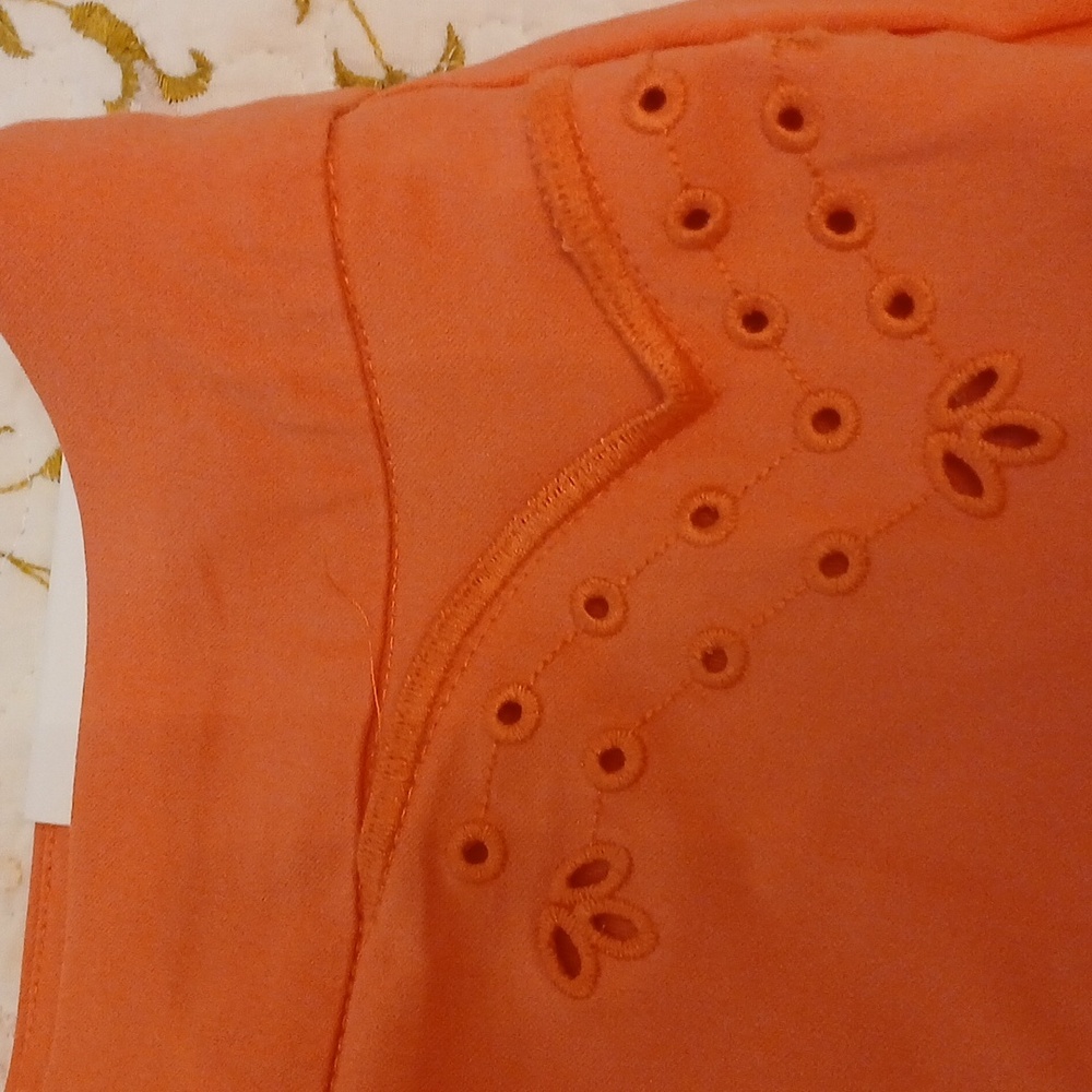 New Chico's Coral Mini Skirt with Scalloped Hem - Picture 4 of 6